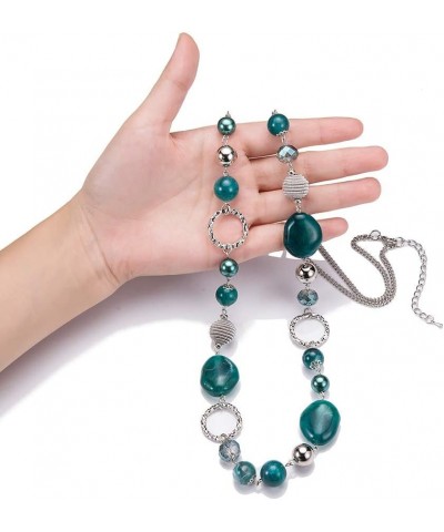 Long Beaded Necklaces For Women - Sweater Chain Fashion Jewelry Necklace Gifts For Women 23-Sea green $10.08 Necklaces