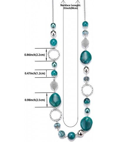 Long Beaded Necklaces For Women - Sweater Chain Fashion Jewelry Necklace Gifts For Women 23-Sea green $10.08 Necklaces