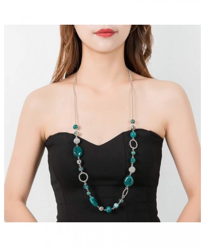 Long Beaded Necklaces For Women - Sweater Chain Fashion Jewelry Necklace Gifts For Women 23-Sea green $10.08 Necklaces