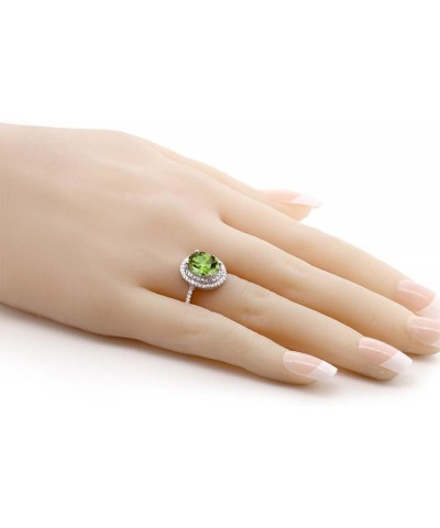 925 Sterling Silver Green Peridot Ring For Women (3.10 Cttw, Oval 9X7MM, Gemstone Birthstone, Available In Size 5, 6, 7, 8, 9...