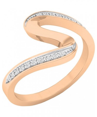 0.05 Carat (ctw) Round White Diamond Wave Style Right Hand Ring Cocktail Ring for Her in 18K Gold 5 Rose Gold $176.82 Rings