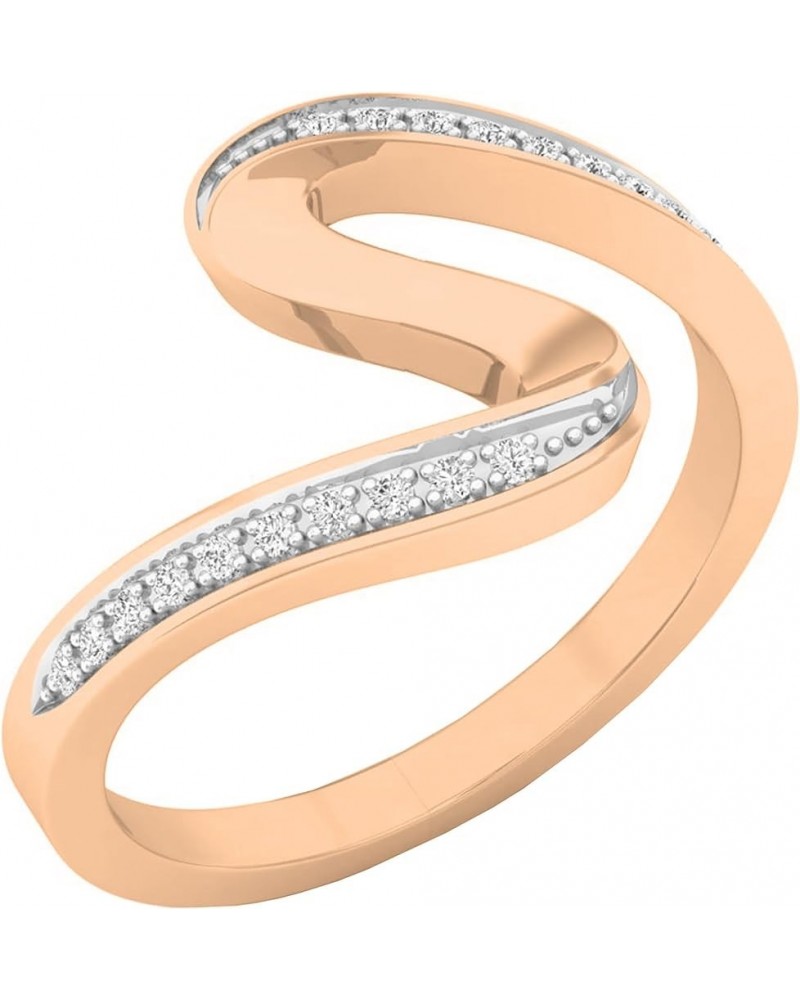 0.05 Carat (ctw) Round White Diamond Wave Style Right Hand Ring Cocktail Ring for Her in 18K Gold 5 Rose Gold $176.82 Rings