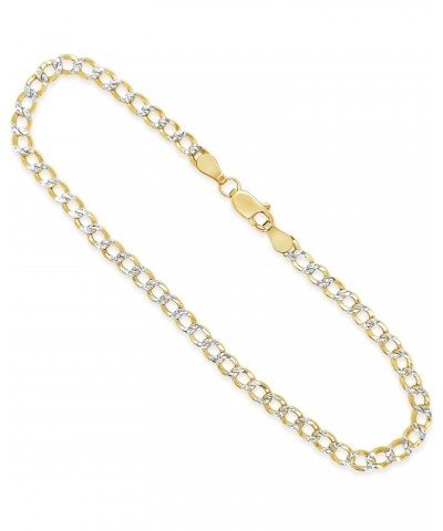 10k Two Tone (Yellow & White) Gold Hollow Curb Cuban Link Anklet Beach Bracelet 3.5mm,10 Inch for Women $57.60 Anklets