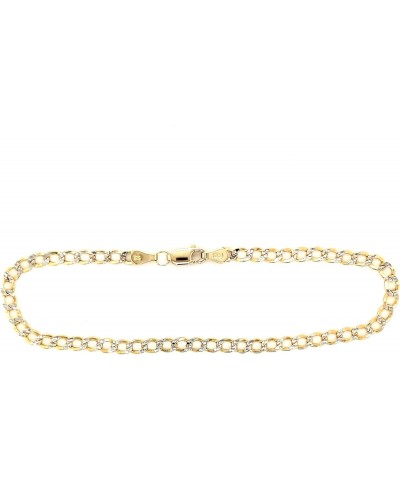 10k Two Tone (Yellow & White) Gold Hollow Curb Cuban Link Anklet Beach Bracelet 3.5mm,10 Inch for Women $57.60 Anklets