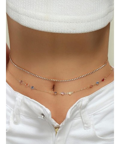 Rhinestone Layered Belly Chain Beads Body Chain Crystal Waist Chain Gold Belly Chain for The Waist Dainty Body Chain Jewelry ...