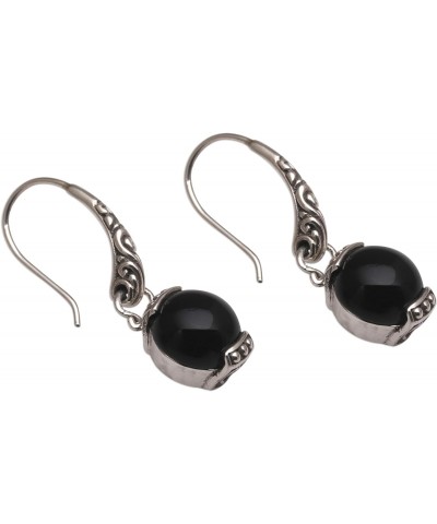 Handmade .925 Sterling Silver Onyx Dangle Earrings from Bali Black Indonesia Gemstone Birthstone [1.4 in L x 0.4 in W x 0.3 i...