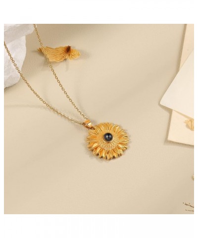 Projection Necklace with Picture Inside Custom Photo Sunflower Necklace for Women Memorial Necklace with Picture Mom Necklace...