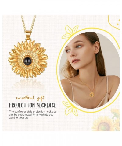 Projection Necklace with Picture Inside Custom Photo Sunflower Necklace for Women Memorial Necklace with Picture Mom Necklace...