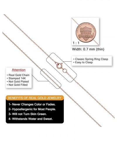 Real 14k Rose Gold Rope Chain Pendant Necklace for Women (0.7 mm, 0.9 mm, 1 mm or 1.3 mm) 18 inches 0.7 mm wide $26.51 Necklaces