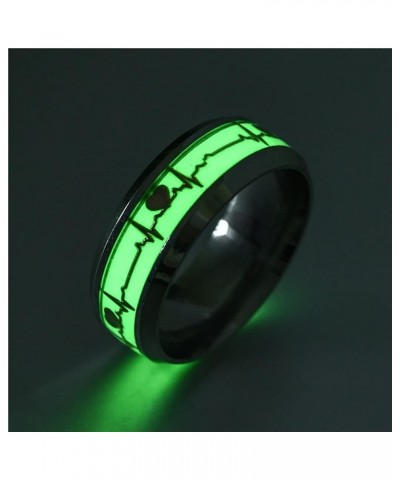 Heartbeat Luminous Ring Glow in The Dark Statement Ring for Women Stainless Steel Promise Ring (A, 8) Turquoise 9 $6.13 Rings