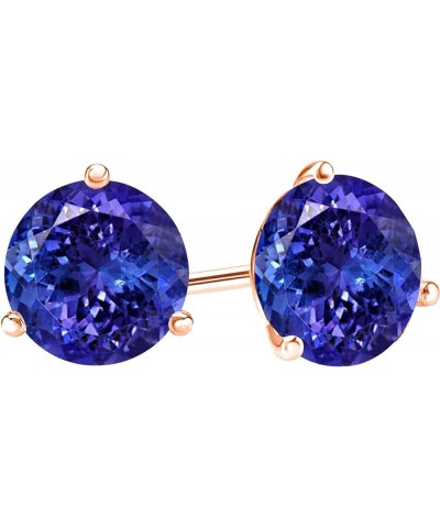 1/2-10 Carat Total Weight Tanzanite Stud Earrings 3 Prong Push Back Rose Gold 4.0 carats $134.20 Earrings