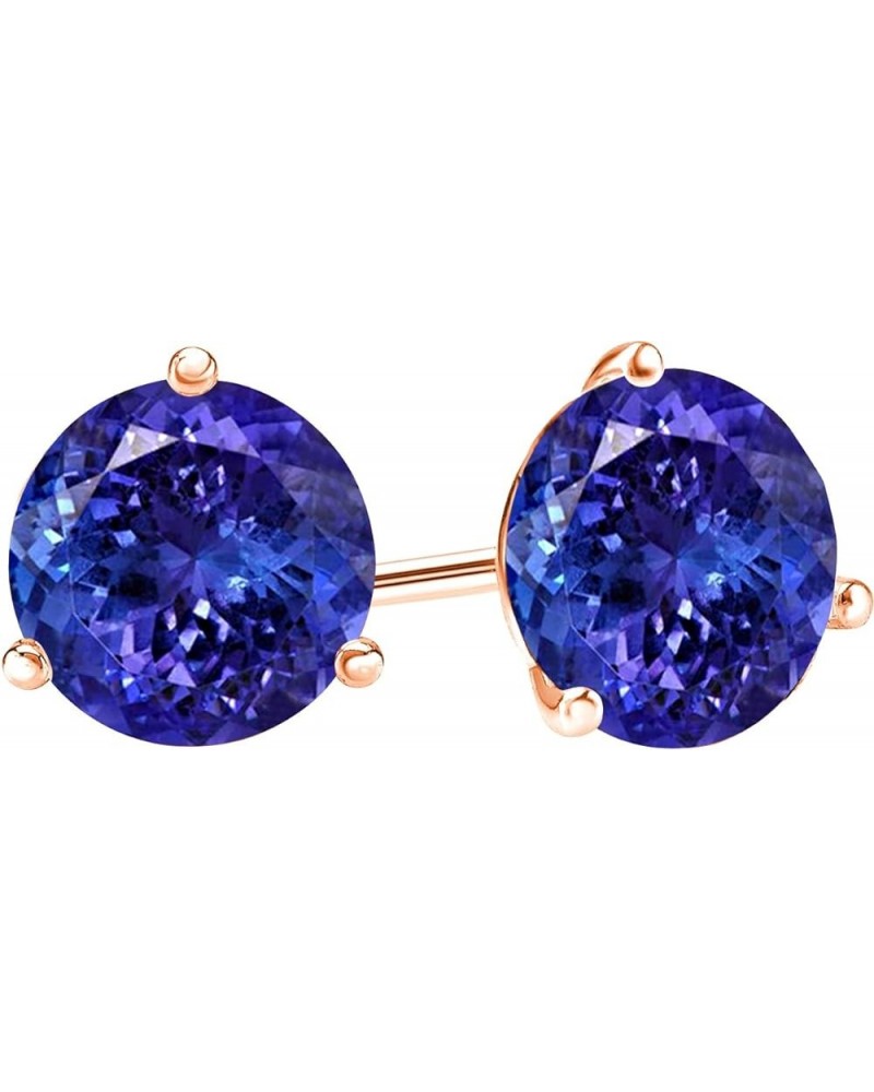 1/2-10 Carat Total Weight Tanzanite Stud Earrings 3 Prong Push Back Rose Gold 4.0 carats $134.20 Earrings