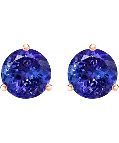 1/2-10 Carat Total Weight Tanzanite Stud Earrings 3 Prong Push Back Rose Gold 4.0 carats $134.20 Earrings