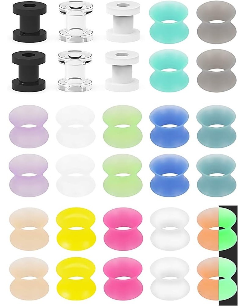 Silicone Ear Plugs Tunnels Glow in The Dark Tunnels Plastic Plugs Tunnels Acrylic Earlets Retainer 4MM 6MM 8MM 30Pcs ear Plug...