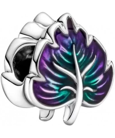 Purple & Green Leaf Charm 925 Sterling Silver Pendant,Girl Jewelry Beads Gifts for Women Bracelet&Necklace $10.07 Bracelets