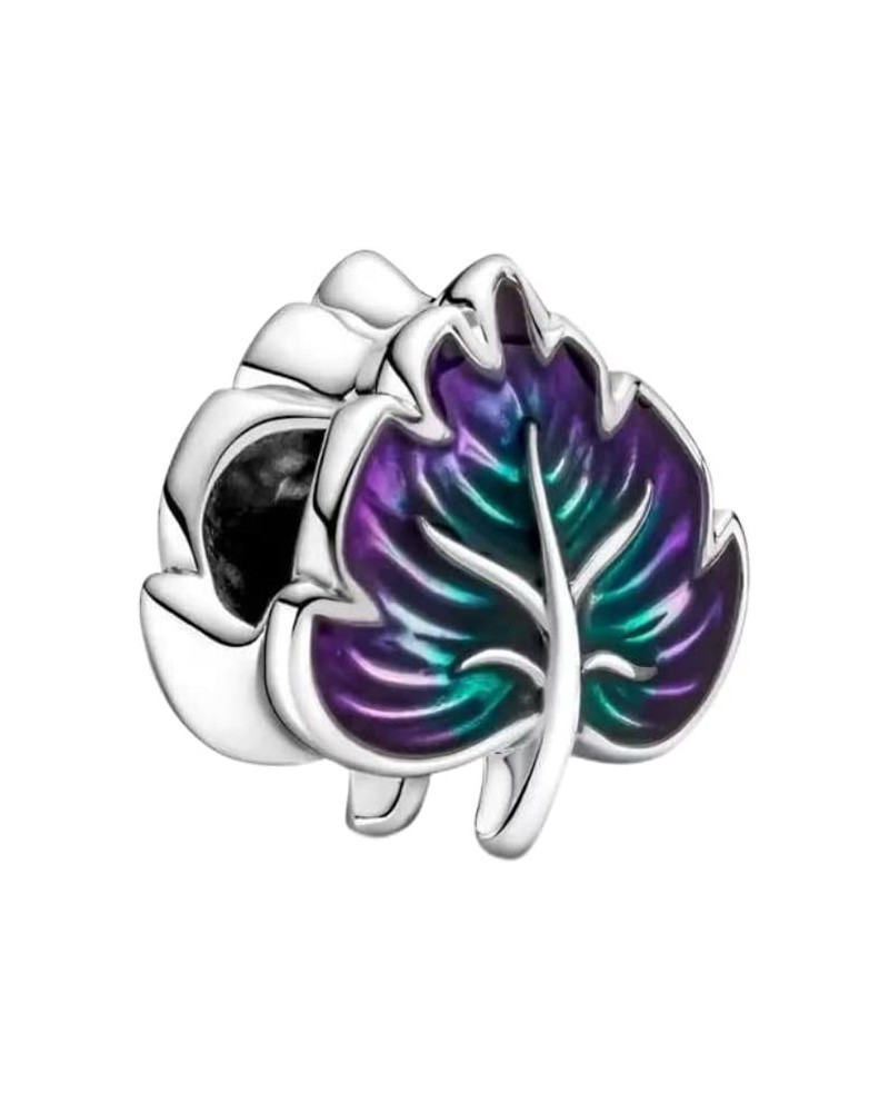 Purple & Green Leaf Charm 925 Sterling Silver Pendant,Girl Jewelry Beads Gifts for Women Bracelet&Necklace $10.07 Bracelets