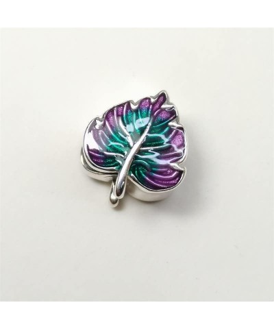 Purple & Green Leaf Charm 925 Sterling Silver Pendant,Girl Jewelry Beads Gifts for Women Bracelet&Necklace $10.07 Bracelets