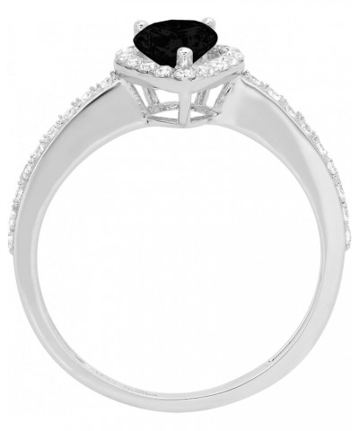 1.22ct Pear Cut Solitaire with accent Natural Black Onyx Engagement Promise Anniversary Bridal Wedding Ring 14k White Gold $1...