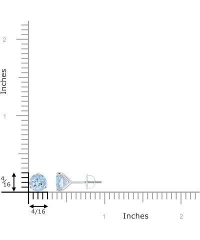 Natural Aquamarine Solitaire Stud Earrings for Women Girls in 14K Solid Gold/Platinum | March Birthstone Jewelry Gift for Her...
