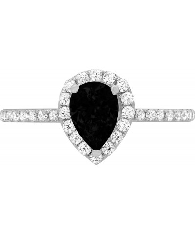 1.22ct Pear Cut Solitaire with accent Natural Black Onyx Engagement Promise Anniversary Bridal Wedding Ring 14k White Gold $1...