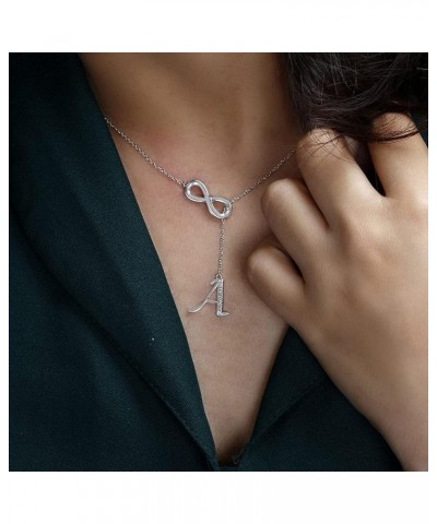 Initial Necklace For Women 8 Shape Diamond Necklace White Gold Heart Necklace Silver Necklaces For Women Letter Necklace For ...