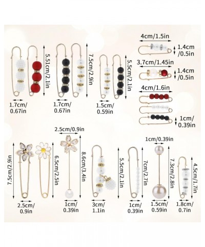 18 Piece Faux Pearl Brooch Pins Sweater Shawl Clips Artificial Fashion Pearls Brooch Decorative Collar Safety Pins for Women ...