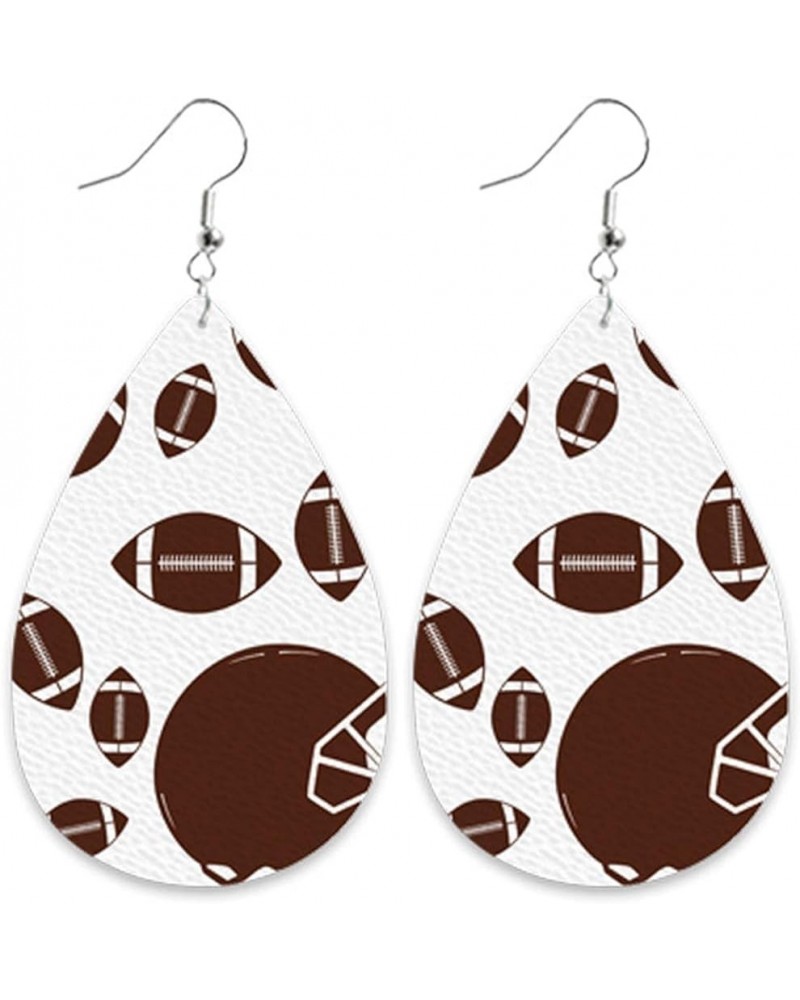 Retro Sports Ball Leather Teardrop Dangle Earrings Football Basketball Soccer Volleyball Shape Earrings for Women Girls Jewel...