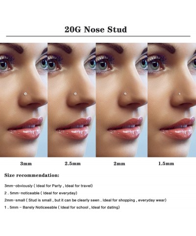 Hypoallergenic Nose Rings 18G 20G G23 Titanium Nose Ring Studs for Women Men Ball Flat Disc CZ Nose Stud L Shape Straight Scr...