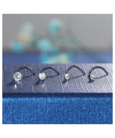 Hypoallergenic Nose Rings 18G 20G G23 Titanium Nose Ring Studs for Women Men Ball Flat Disc CZ Nose Stud L Shape Straight Scr...