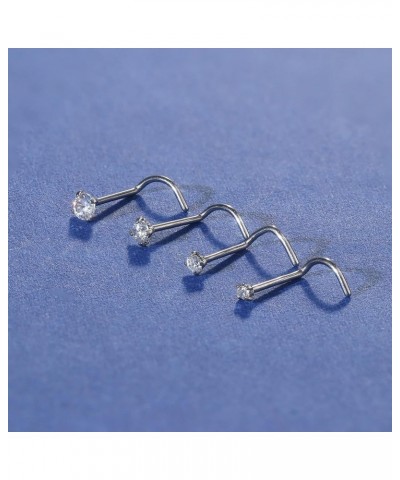 Hypoallergenic Nose Rings 18G 20G G23 Titanium Nose Ring Studs for Women Men Ball Flat Disc CZ Nose Stud L Shape Straight Scr...