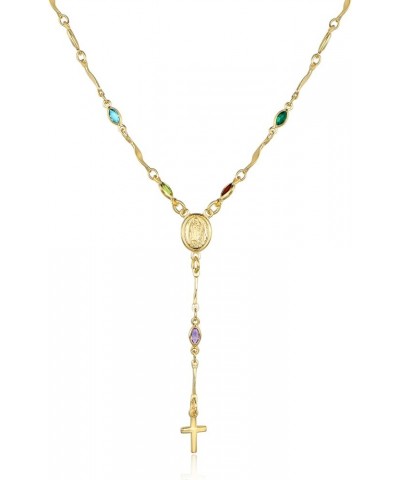 18K Gold Plated Multicolor Virgin Mary Necklace - Made In Brazil 18 Inches $10.79 Necklaces