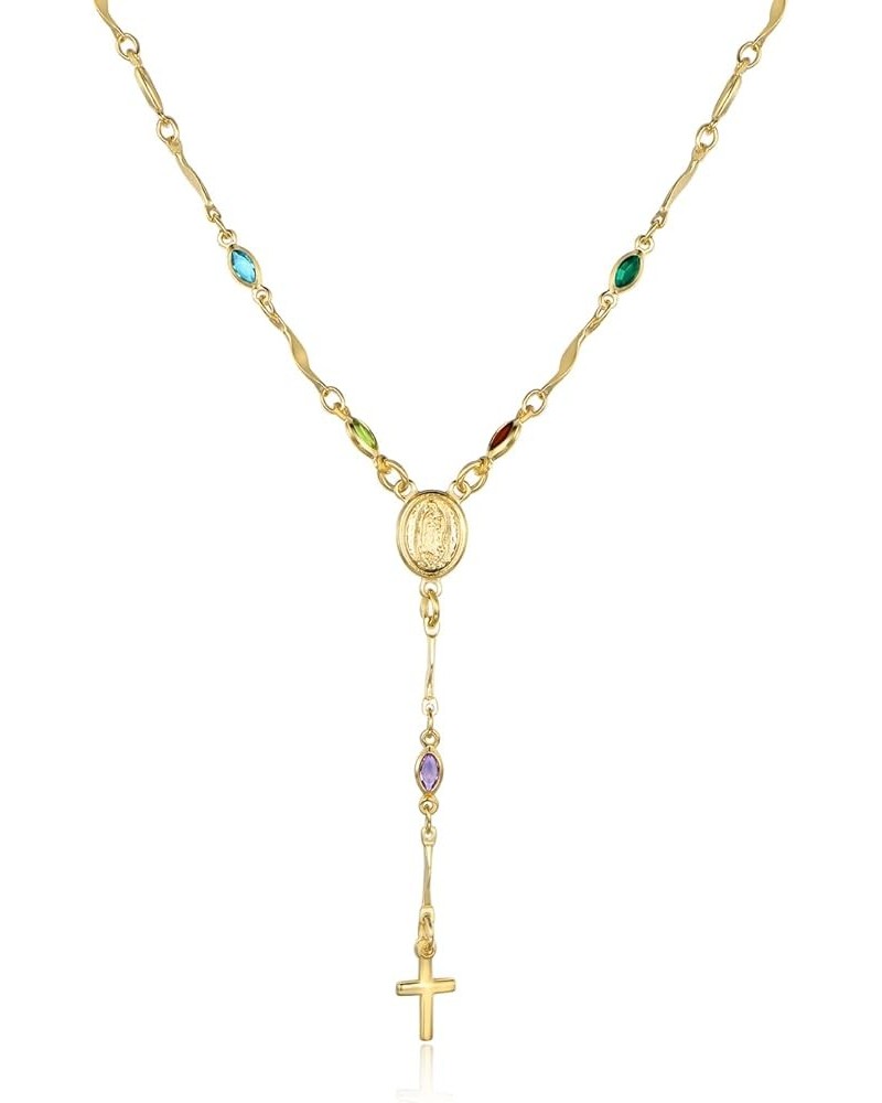 18K Gold Plated Multicolor Virgin Mary Necklace - Made In Brazil 18 Inches $10.79 Necklaces