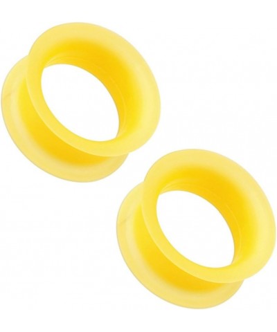 Flexible Ear Gauges Plugs Skinny Silicone Double Flared Tunnels 2g-12mm 1/2"-12mm Yellow $8.51 Body Jewelry