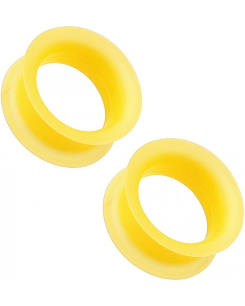 Flexible Ear Gauges Plugs Skinny Silicone Double Flared Tunnels 2g-12mm 1/2"-12mm Yellow $8.51 Body Jewelry