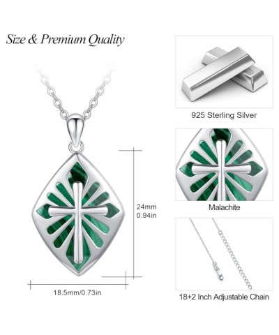 Cross Necklace for Women Men 925 Sterling Silver Abalone Shell/Malachite Cross Pendant Religious Necklaces Birthday Valentine...