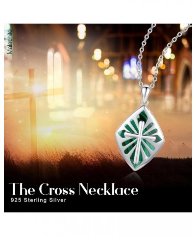 Cross Necklace for Women Men 925 Sterling Silver Abalone Shell/Malachite Cross Pendant Religious Necklaces Birthday Valentine...