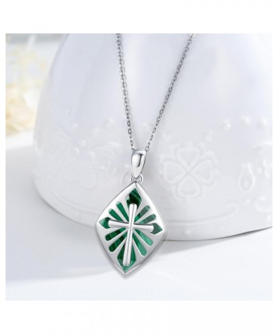 Cross Necklace for Women Men 925 Sterling Silver Abalone Shell/Malachite Cross Pendant Religious Necklaces Birthday Valentine...