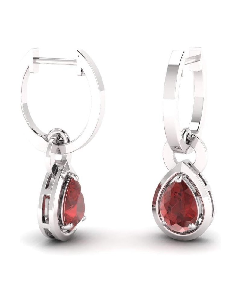 Natural and Certified Gemstone Drop Earrings in 14K Solid Gold | 0.64 Carat Earrings for Women 14K White Gold Garnet $294.80 ...