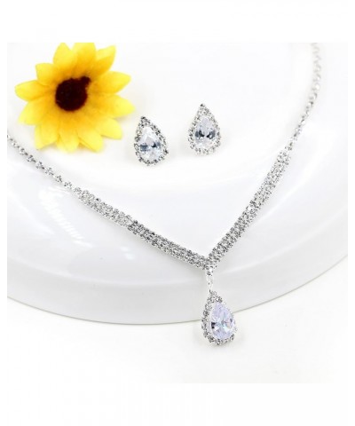 Pretty Rhinestone Crystal Bridesmaid Jewelry Set Teardrop Stud Dangle Earrings and Necklace for Wedding Day Y1804 $7.15 Jewel...