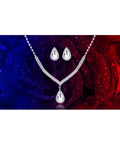 Pretty Rhinestone Crystal Bridesmaid Jewelry Set Teardrop Stud Dangle Earrings and Necklace for Wedding Day Y1804 $7.15 Jewel...