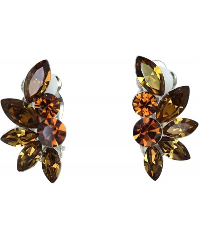 Gorgeous Clip Ons Floral Earrings Chocolate Brown / Silver Tone $14.10 Earrings