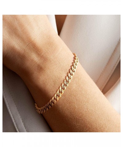 Gold Bracelet for Women 18K Gold Plated Snake Herringbone Figaro Cuban Bead Paperclip Cable Box Chain Simple Jewelry Cuban Ch...