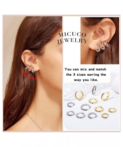 Gold Hoop Earrings for Women Cubic Zirconia Small Huggie Hoop Earrings, Tiny Cartilage Hoop Earring 6 White Gold 12mm $9.35 E...