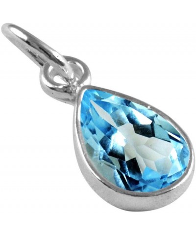 Choose Your Gemstone Pendants Pear Shape 925 Sterling Silver 18K Gold Plated Locket For Men Women natural-faceted-Blue-Topaz ...