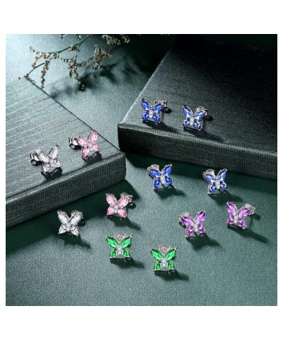 925 Sterling Silver Birthstone Butterfly Jewelry Women Crystal Animal Cute Butterflies Birthday Necklace/Earring/Ring/Bracele...