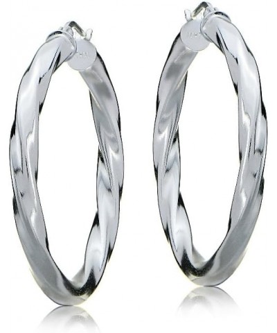 925 Sterling Silver 3.5mm Twist Design Round Click-Top Hoop Earrings for Women Teen Girls, 25mm, 30mm, 35mm | Silver, Yellow ...