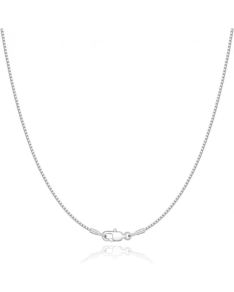 Real 18K Gold Over 925 Sterling Silver Chain Necklace for Women Girls, 1mm Box Chain Thin & Shiny Women's Chain Necklace 14/1...