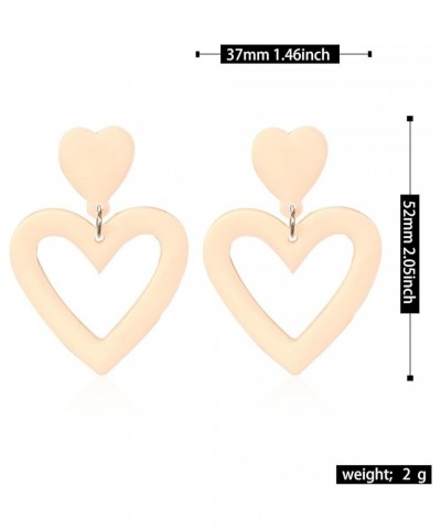 Summer Hot Pink Love Heart Earrings for Women Girls Y2K Double Heart Red Dangle Earrings Lightweight Acrylic Earrings Jewelry...