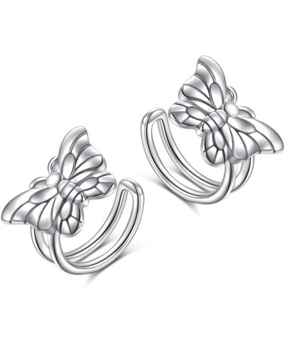 Birthday Gifts 925 Sterling Silver Ear Cuff Non Pierced Cuffs Hoop Huggie Earrings for Women Girls- Set of 2 Butterfly $17.69...