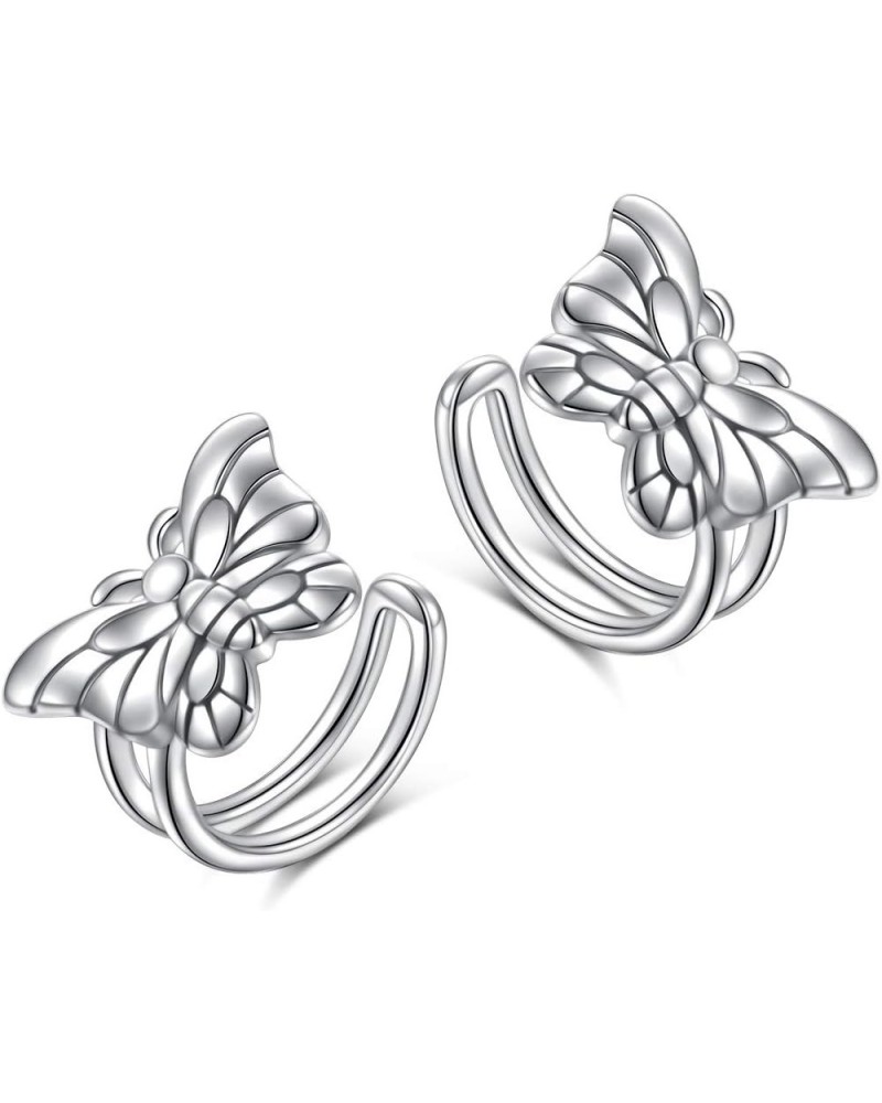 Birthday Gifts 925 Sterling Silver Ear Cuff Non Pierced Cuffs Hoop Huggie Earrings for Women Girls- Set of 2 Butterfly $17.69...